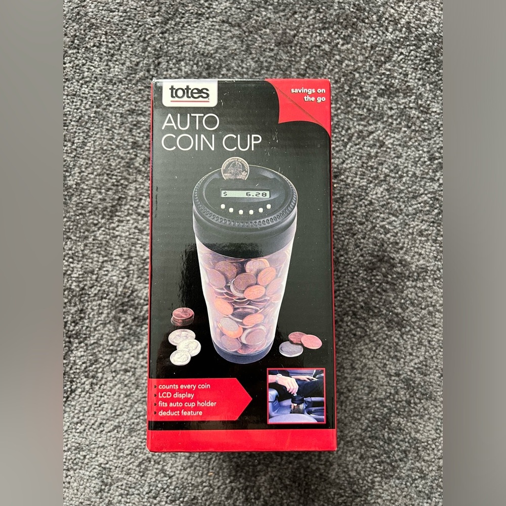 NIB Totes Auto Digital Cup Holder Coin Bank
